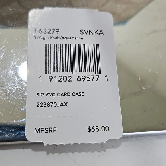 Coach F63279 Light Khaki/Aquamarine Signature Card Case NWT - Picture 3 of 9